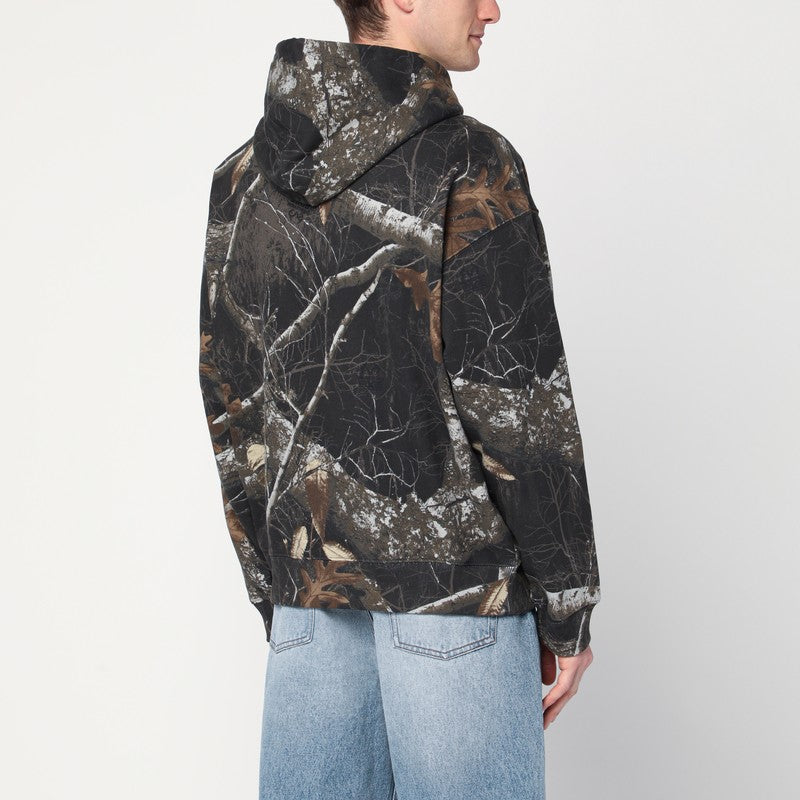 Awake NY Brown printed sweatshirt with logo in cotton