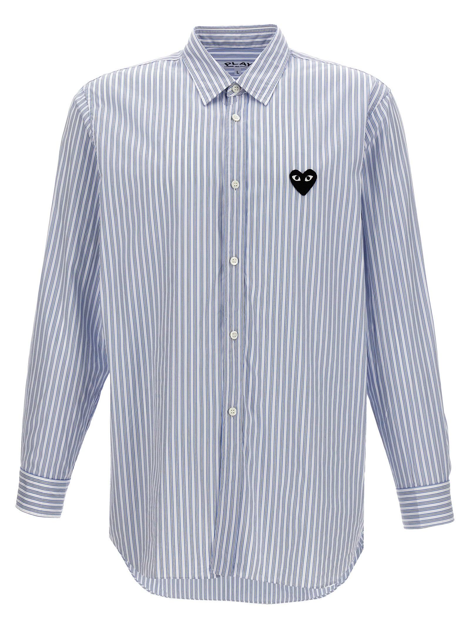 Comme Des GarÇons Play Logo Patch Striped Shirt
