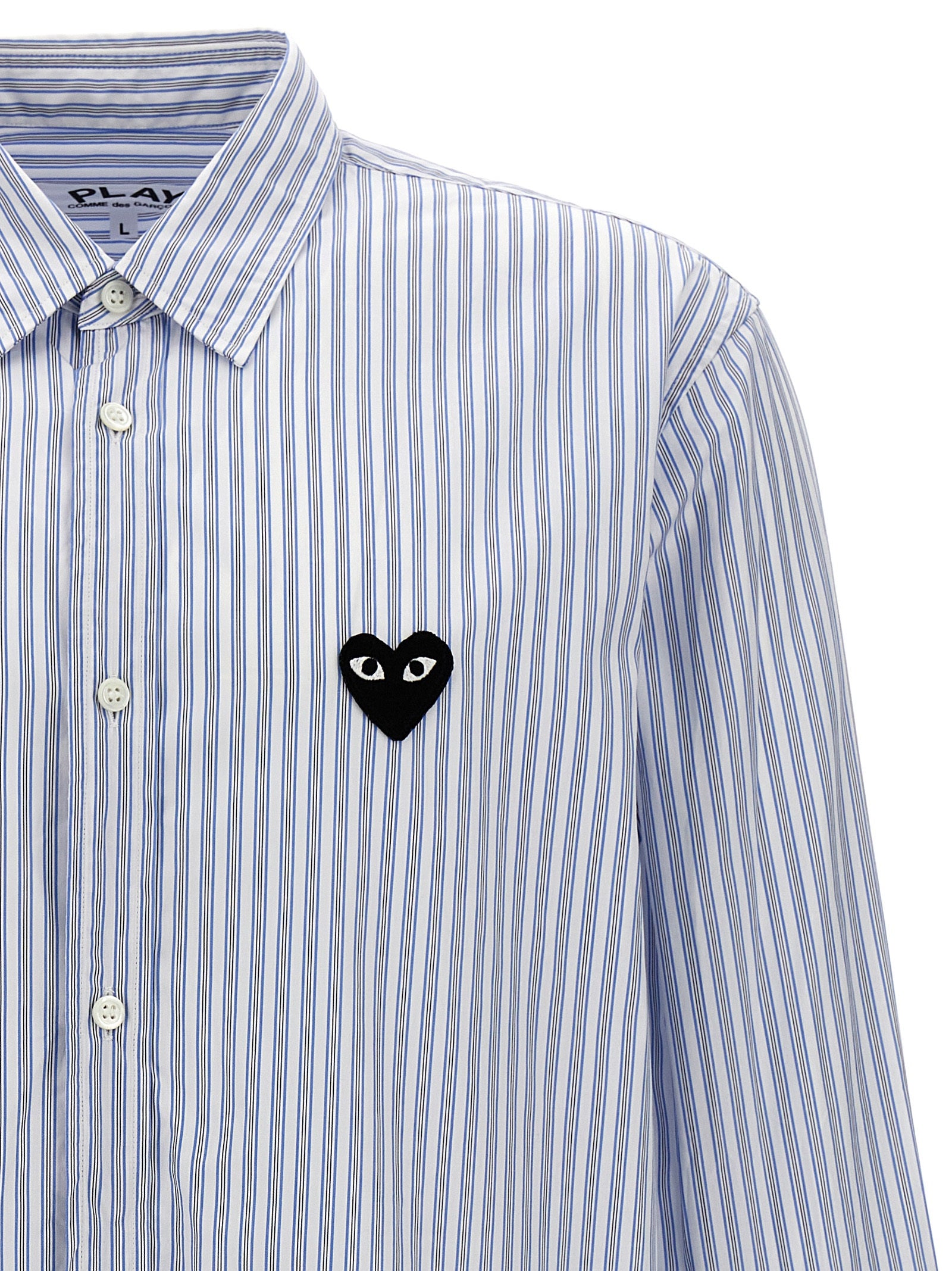 Comme Des GarÇons Play Logo Patch Striped Shirt
