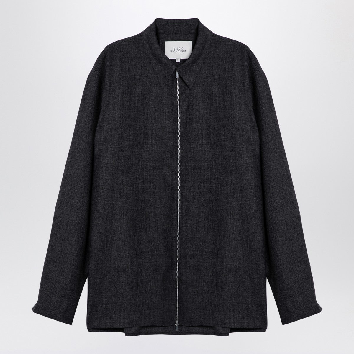 Dark Grey Wool Zip Shirt by Studio Nicholson