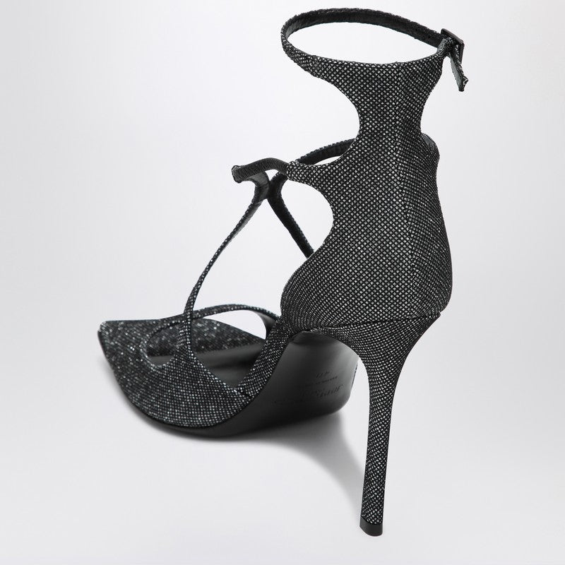 Jimmy Choo Azia 95 Sandal — Black & Silver Elegance