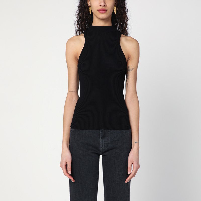Roberto Collina black ribbed cotton tank top