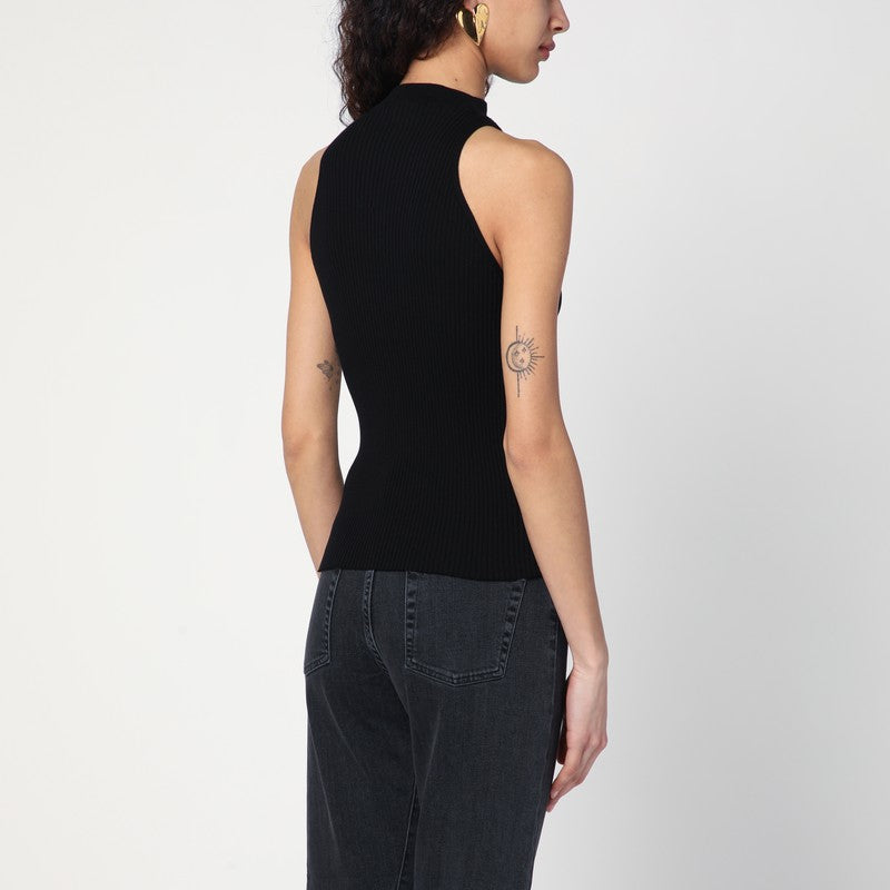 Roberto Collina black ribbed cotton tank top