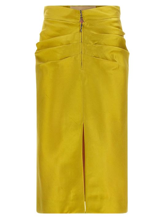 Valentino Garavani Shantung Silk Skirt – Green Midi