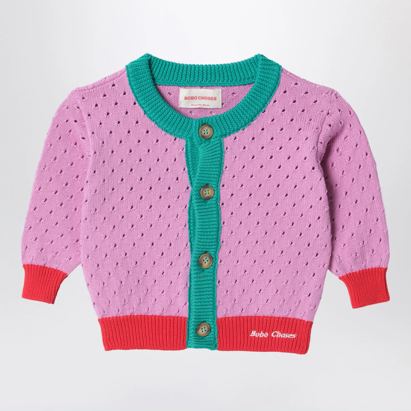 Bobo Choses Color-block openwork cardigan