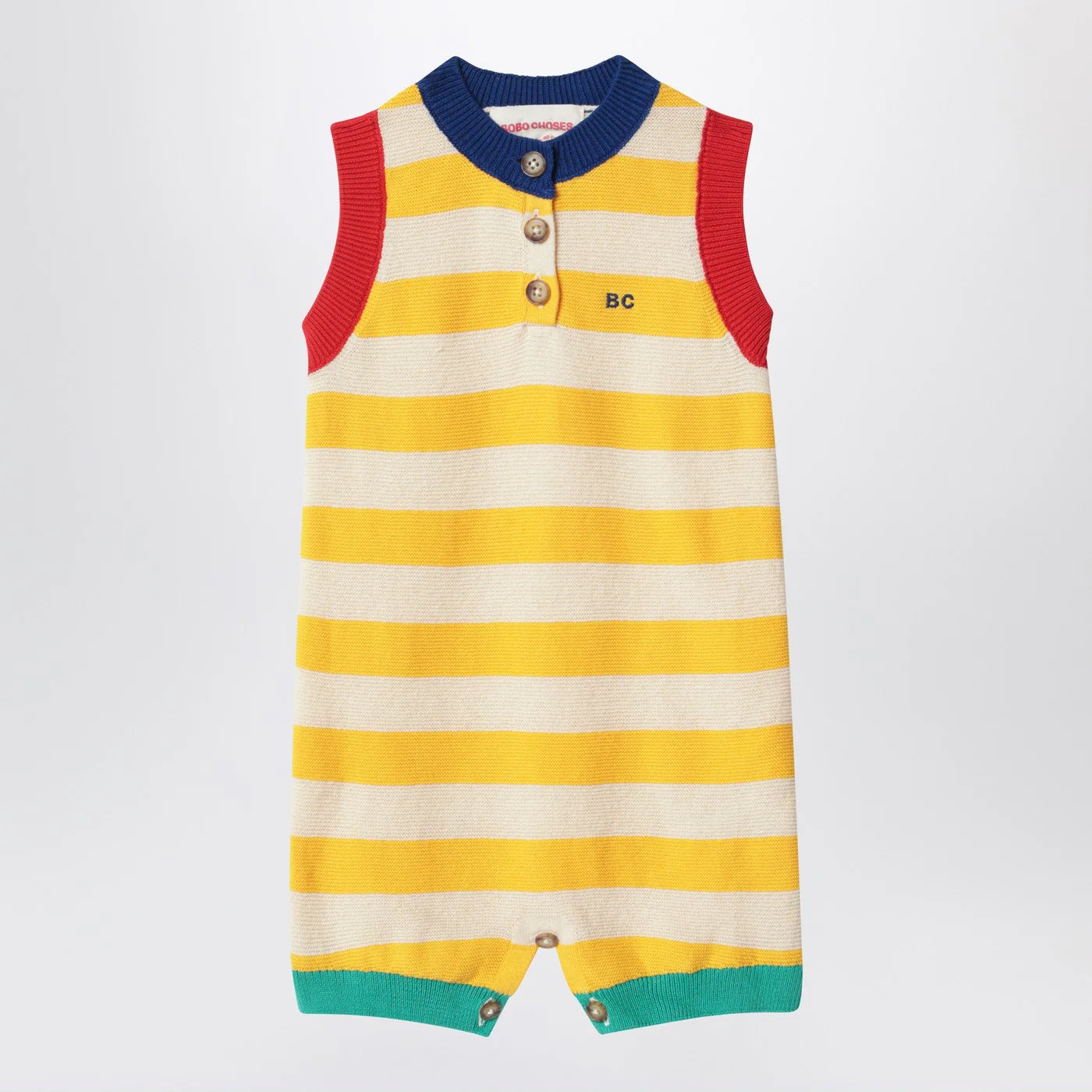 Bobo Choses Sleeveless Striped Cotton Romper — Baby
