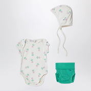 Bobo Choses Three-piece Baby Set — White & Green
