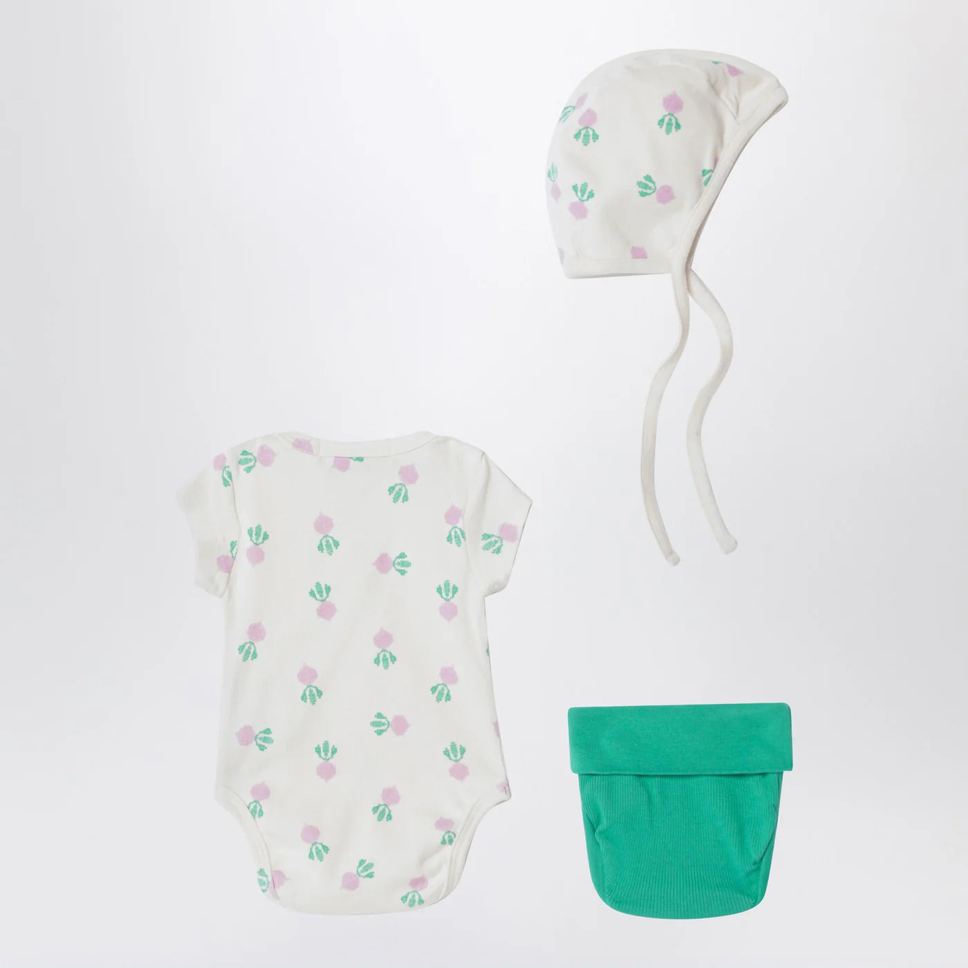Bobo Choses Three-piece Baby Set — White & Green