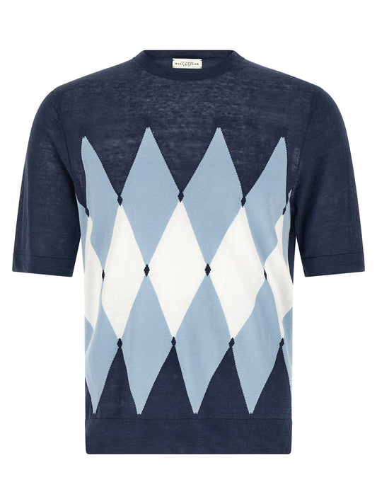 Ballantyne Argyle T-Shirt for Men — Linen Blend Topwear