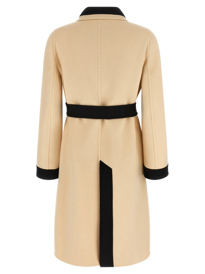 Valentino Garavani Wool Coat — Midi Wrap Coat, White/Black