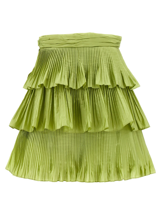 Valentino Garavani Taffeta Skirt — Green Pleated Mini
