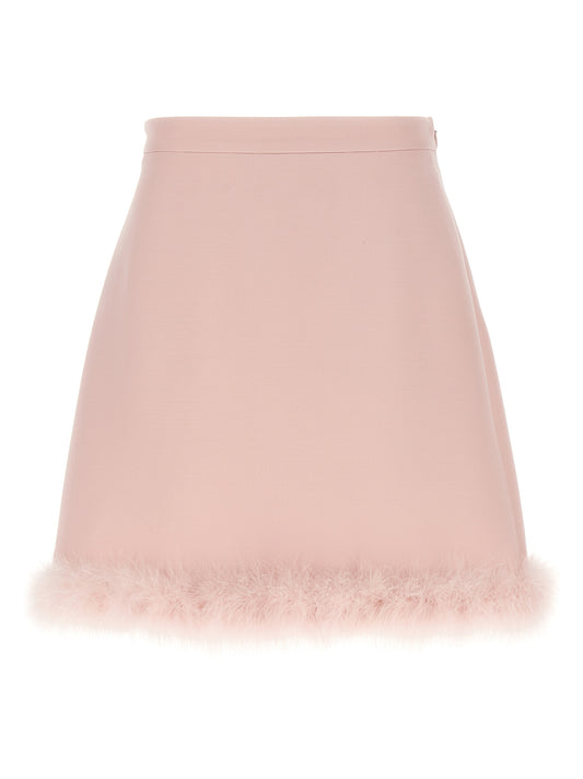 Valentino Garavani Feathers Skirt — Pink Mini Skirt