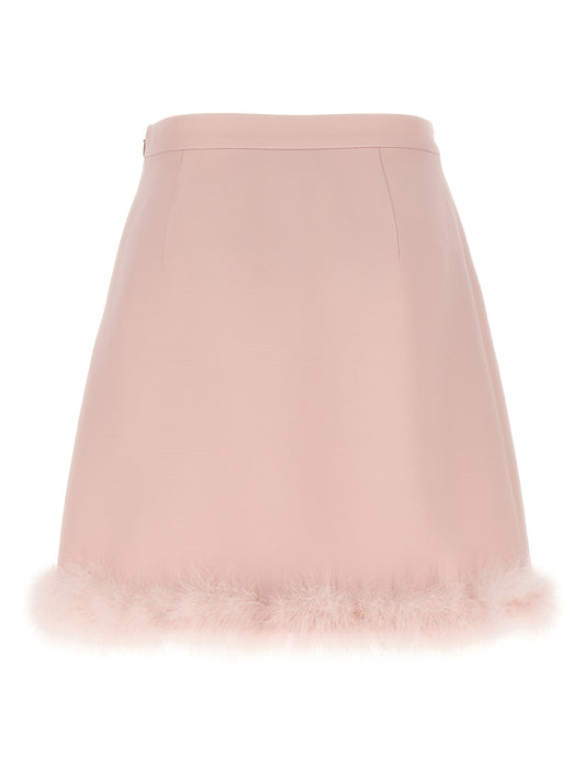 Valentino Garavani Feathers Skirt — Pink Mini Skirt