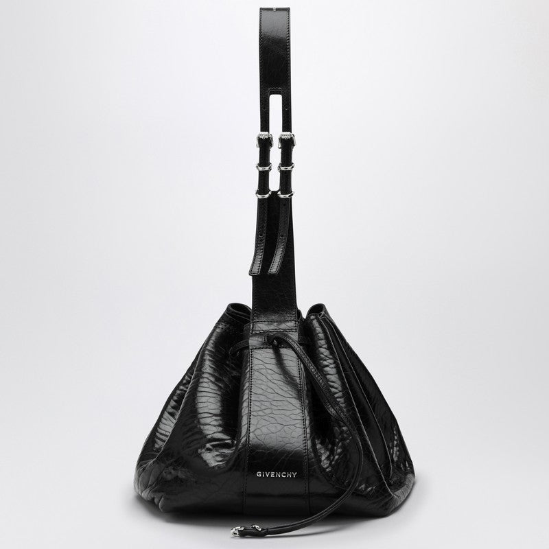 Sac moyen Givenchy Pumpkin en cuir verni craquelé noir