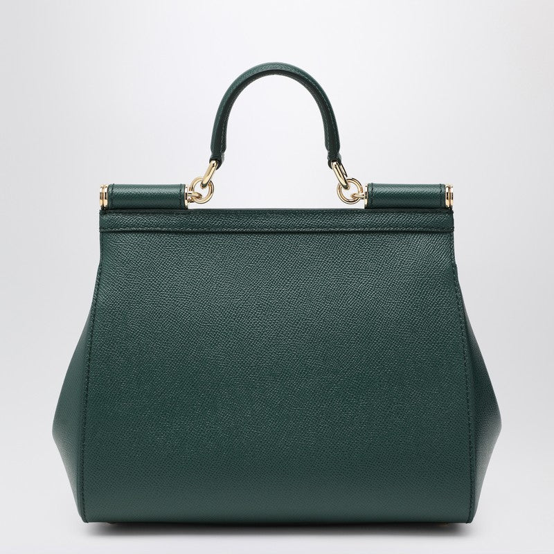 Dolce & Gabbana Dolce&Gabbana Large dark green Sicily Hand Bag in hammered leather