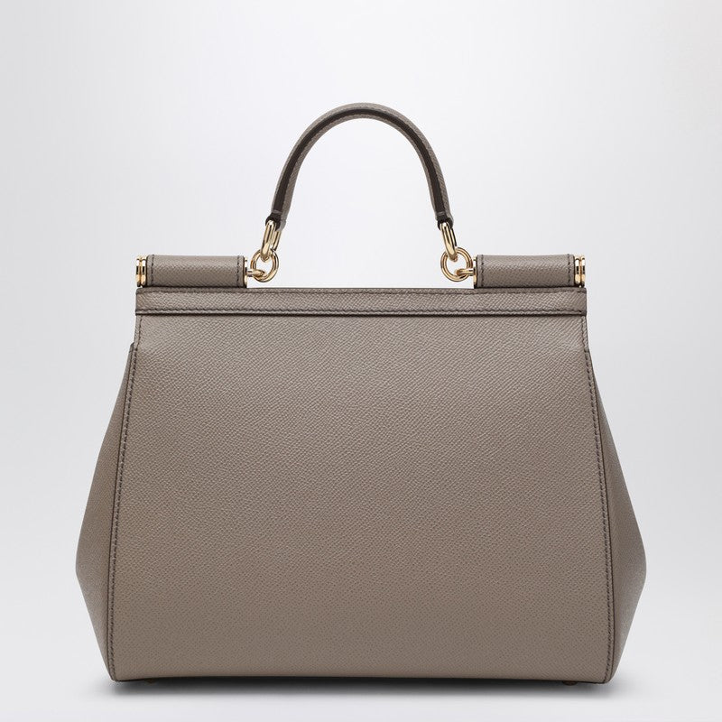 Dolce & Gabbana Dolce&Gabbana Large mud colour Sicily Hand Bag in hammered leather