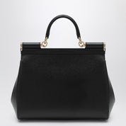Dolce & Gabbana Large black Sicily Hand Bag in hammered leather