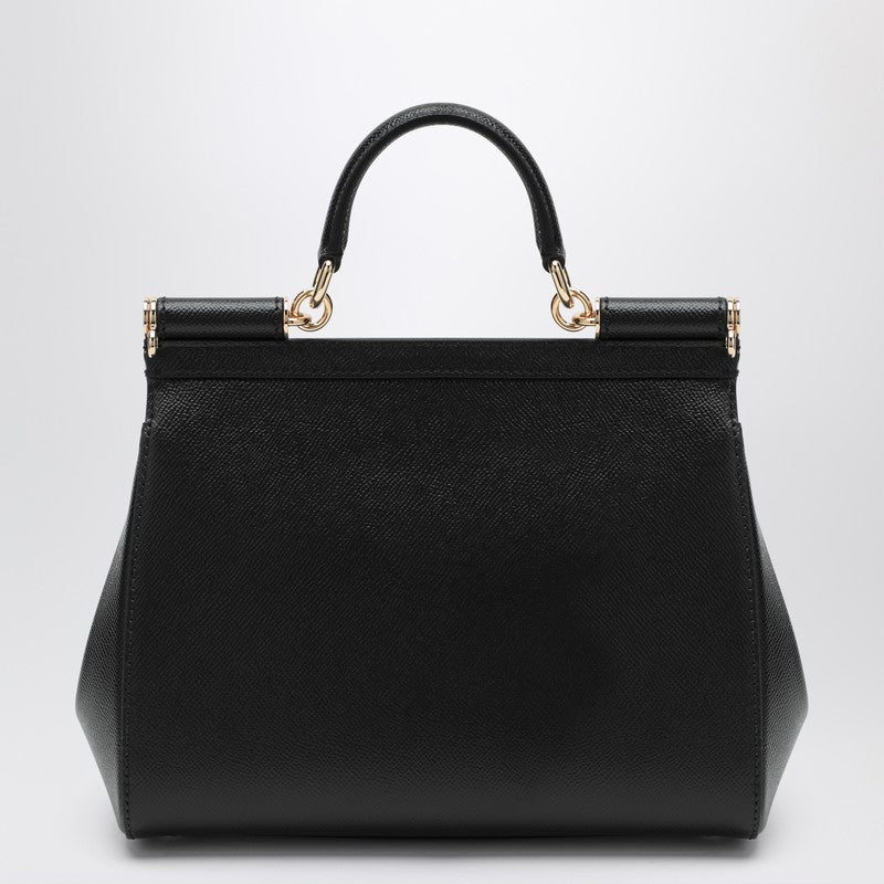 Dolce & Gabbana Large black Sicily Hand Bag in hammered leather