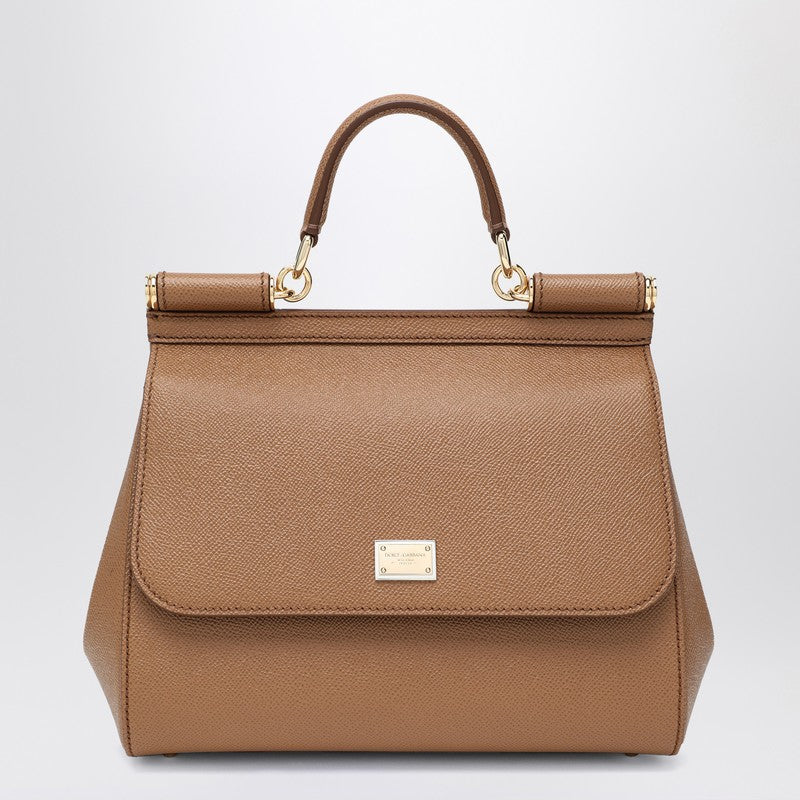 Dolce & Gabbana Dolce&Gabbana Large caramel Sicily Hand Bag in hammered leather