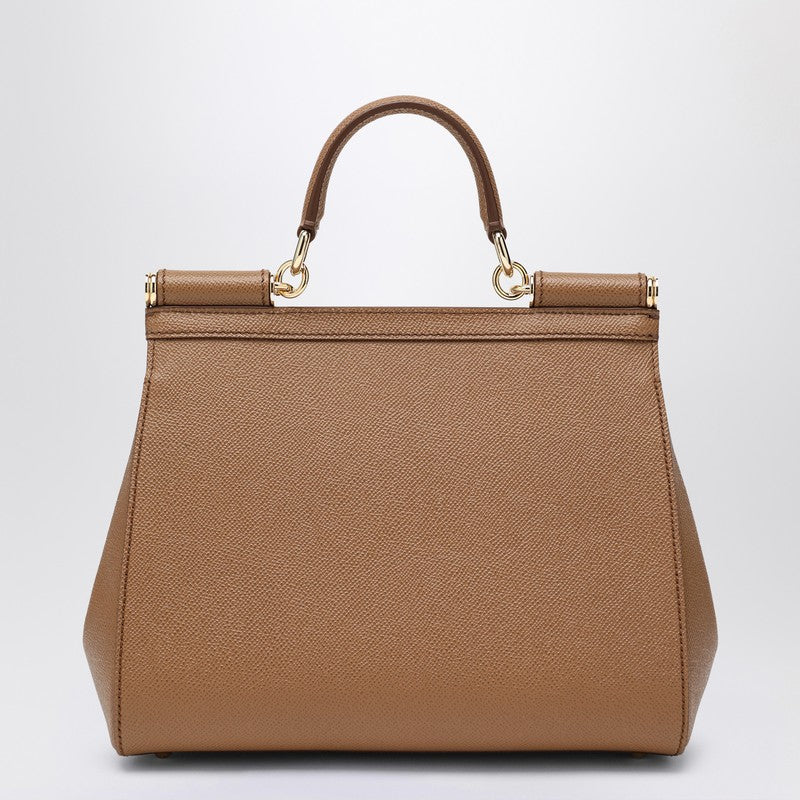 Dolce & Gabbana Dolce&Gabbana Large caramel Sicily Hand Bag in hammered leather