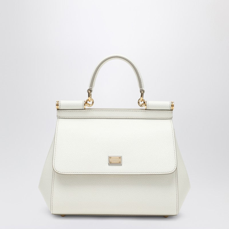 Dolce & Gabbana Dolce&Gabbana Medium white Sicily Hand Bag in hammered leather