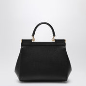 Dolce & Gabbana Medium black Sicily Hand Bag in hammered leather