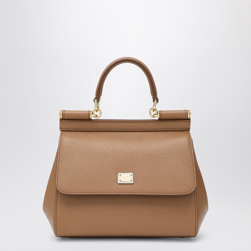 Dolce & Gabbana Dolce&Gabbana Medium caramel Sicily Hand Bag in hammered leather