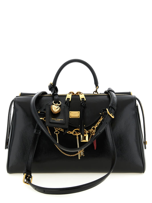 Dolce & Gabbana Vittoria Medium Handbag — Black Leather