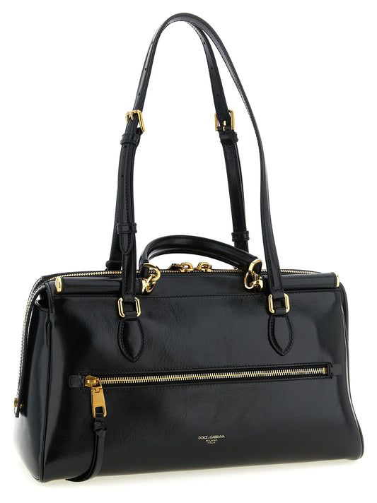 Dolce & Gabbana Vittoria Medium Handbag — Black Leather