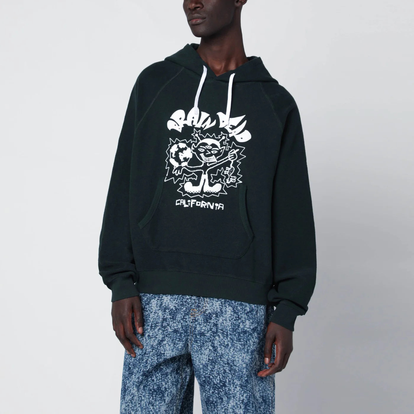 Brain Dead Forest Green Hoodie for Men - Topwear