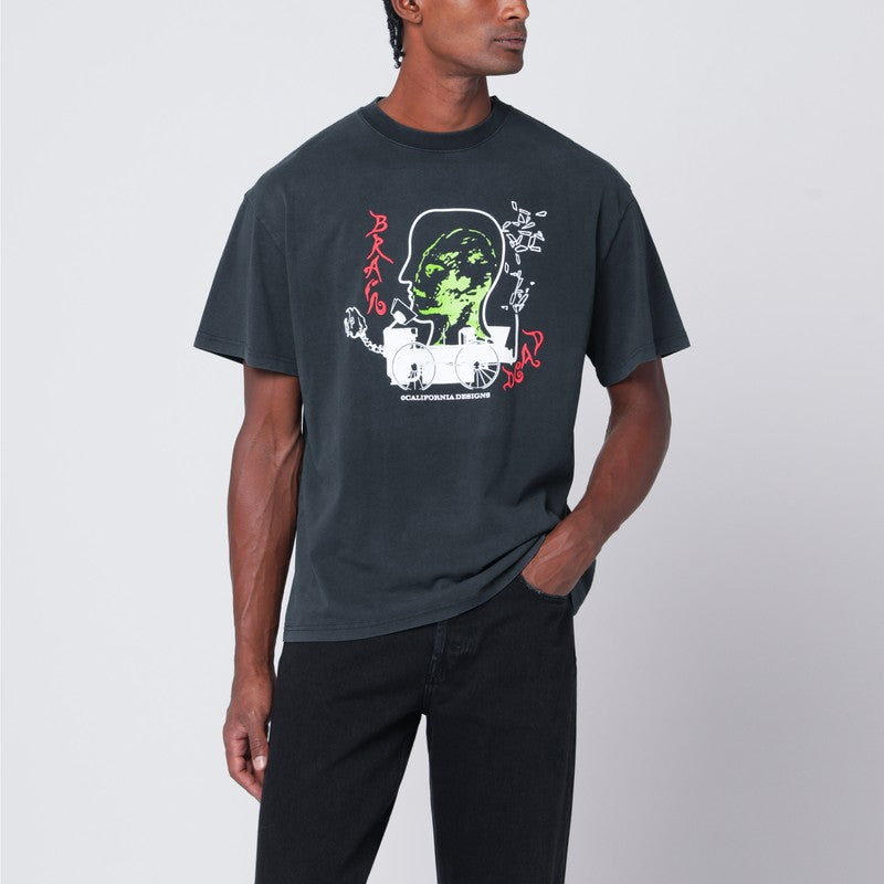 Brain Dead Faded black Alien Tractor T-shirt in cotton