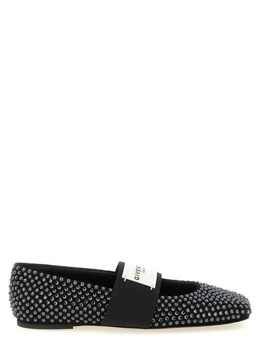 Givenchy Sliced Square Ballet Flats — Black Leather