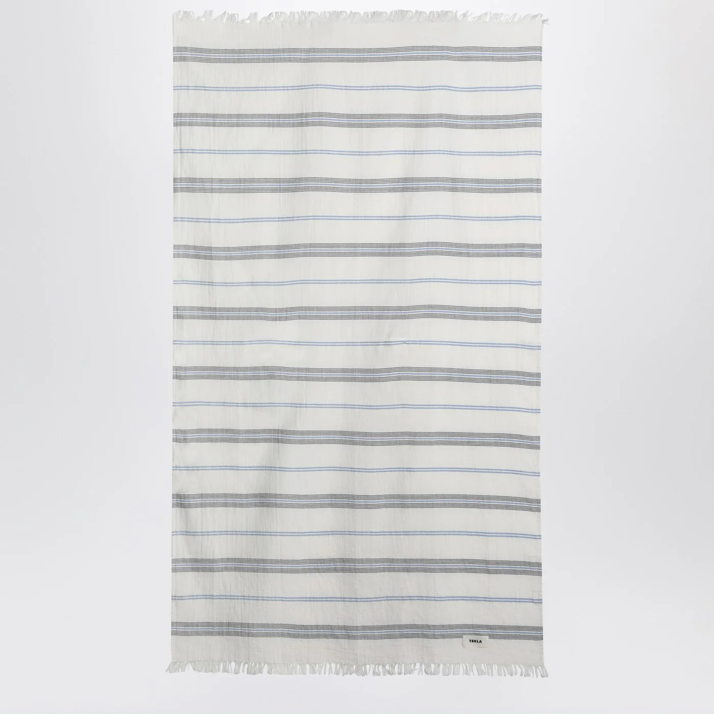 Tekla White beach towel with striped pattern