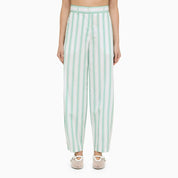 Margaux Lönnberg Beatty striped cotton trousers — high‑waist green