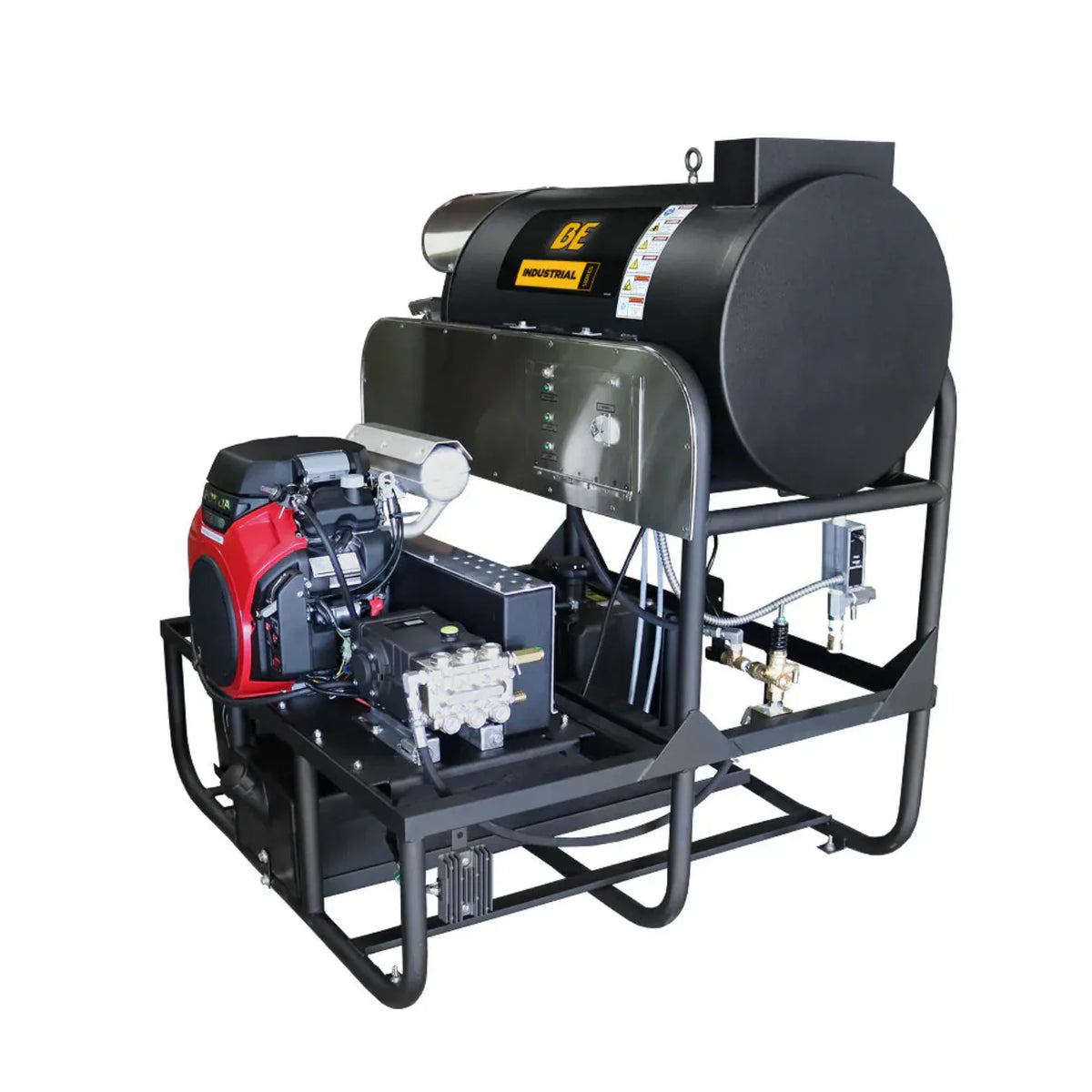 BE Power Equipment 3,000 PSI 10 GPM Hot Water Gas Pressure Washer Skid with General Triplex Pump - SE5815HIHZGP