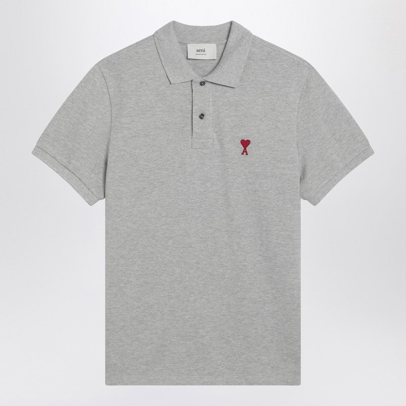 Ami Paris Polo gris Ami De Coeur de algodón orgánico