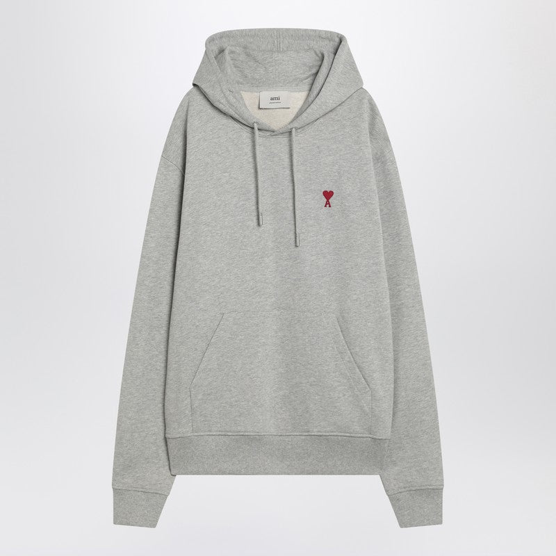 Ami Paris Sweat Ami De Coeur gris en coton biologique
