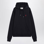 Ami Paris Ami De Coeur navy blue hoodie in organic cotton