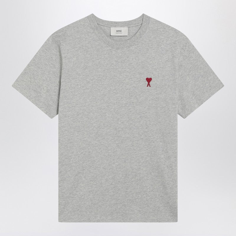 Ami Paris Ami De Coeur grey T-shirt in organic cotton