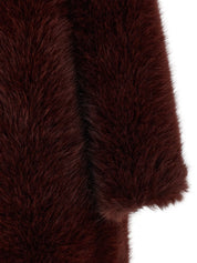 B&B Couture Biscuit Eco Fur Coat — Women's Bordeaux Coat