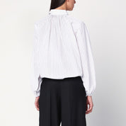 Chemise à manches ballon rayée Patou en blanc