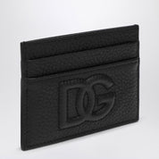 Porte-cartes noir Dolce &amp; Gabbana avec logo en cuir de veau