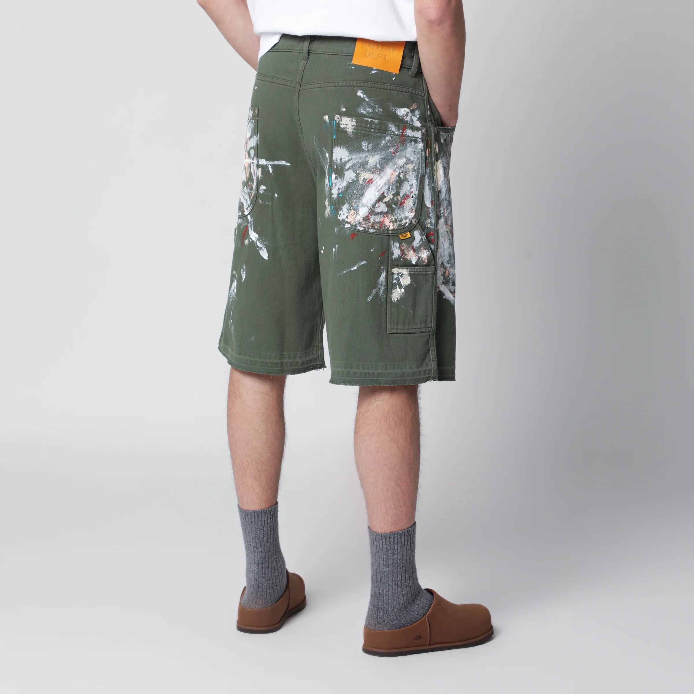 Gallery Dept. Hand-painted military green Bermuda shorts