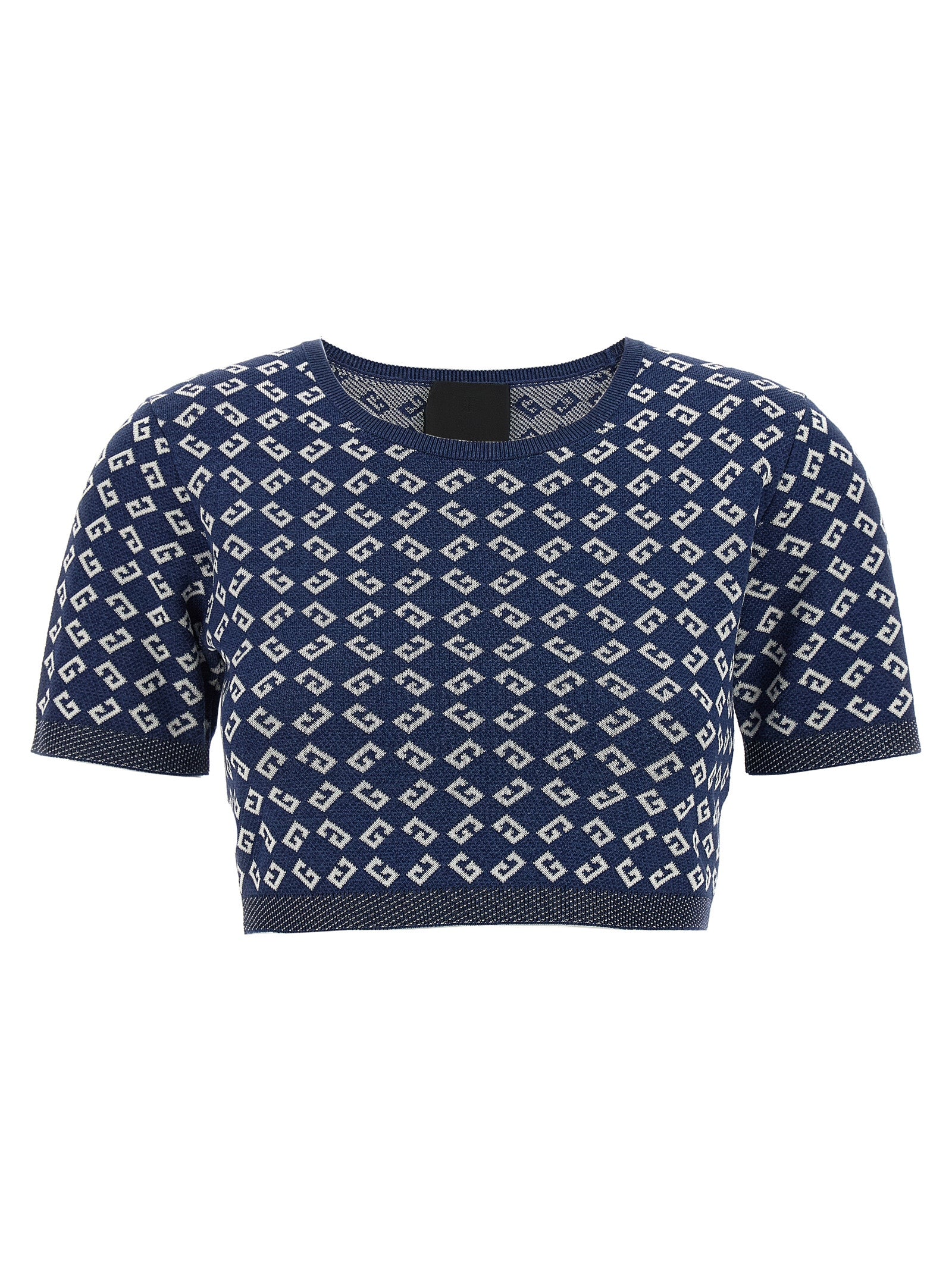 Givenchy Cropped Top — Blue Jacquard Tee, Women