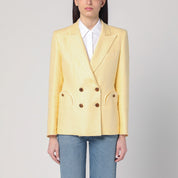 Blazé Milano Double-breasted Charmer Clarity butter-coloured linen jacket
