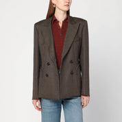 Blazé Milano Brown wool pied de poule double-breasted blazer