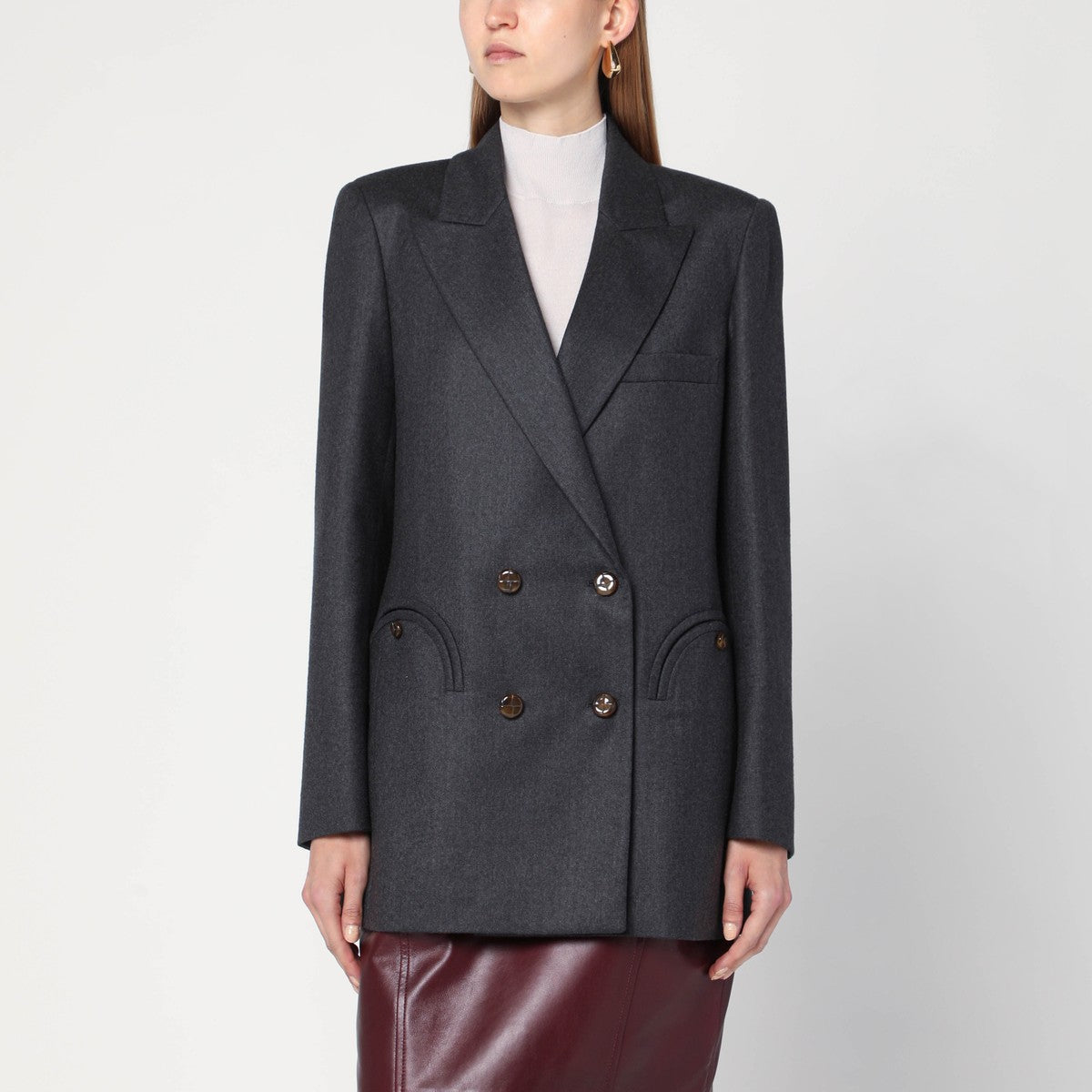 Blazé Milano Grey wool double-breasted blazer