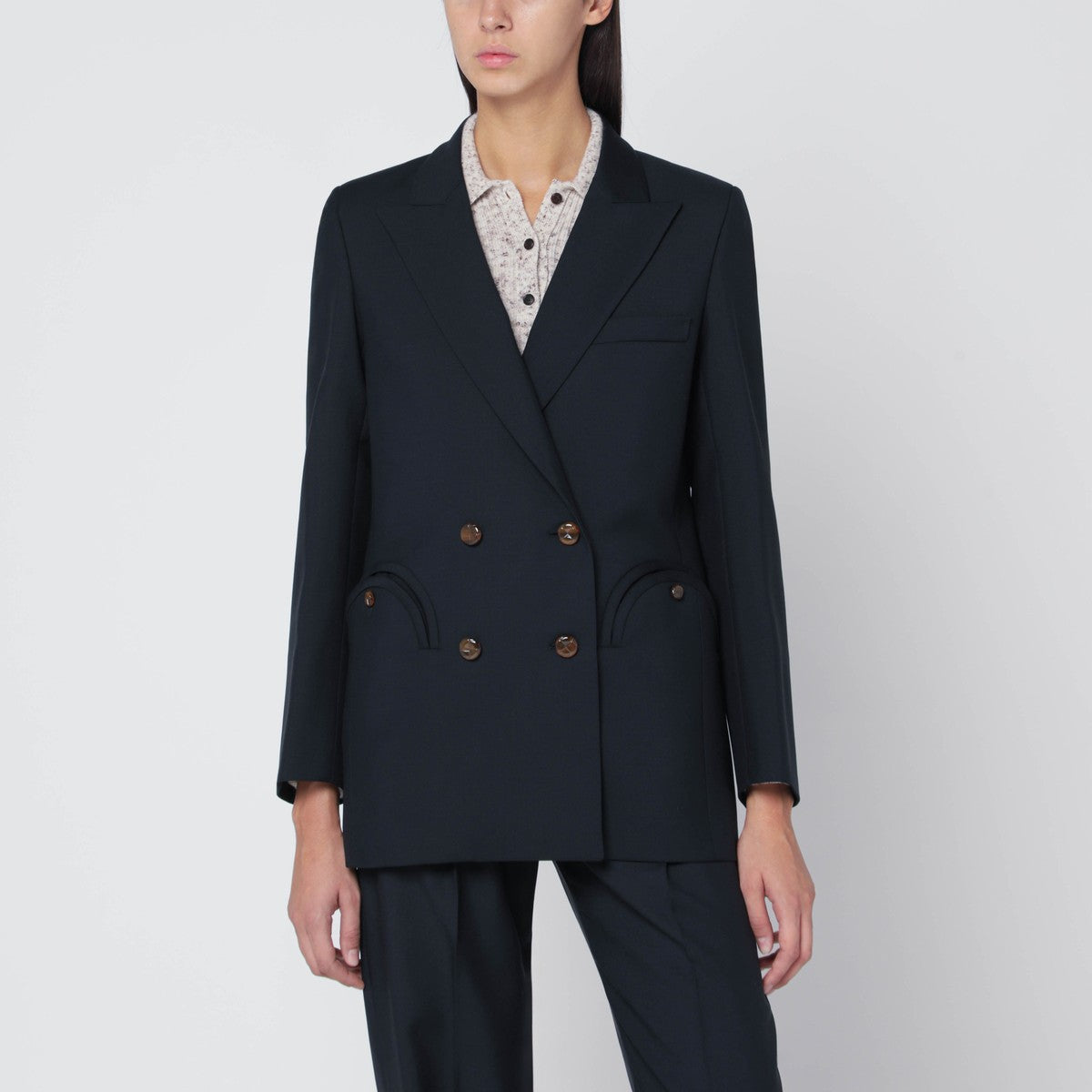 Navy Wool & Mohair Blazer — Blazé Milano First Class