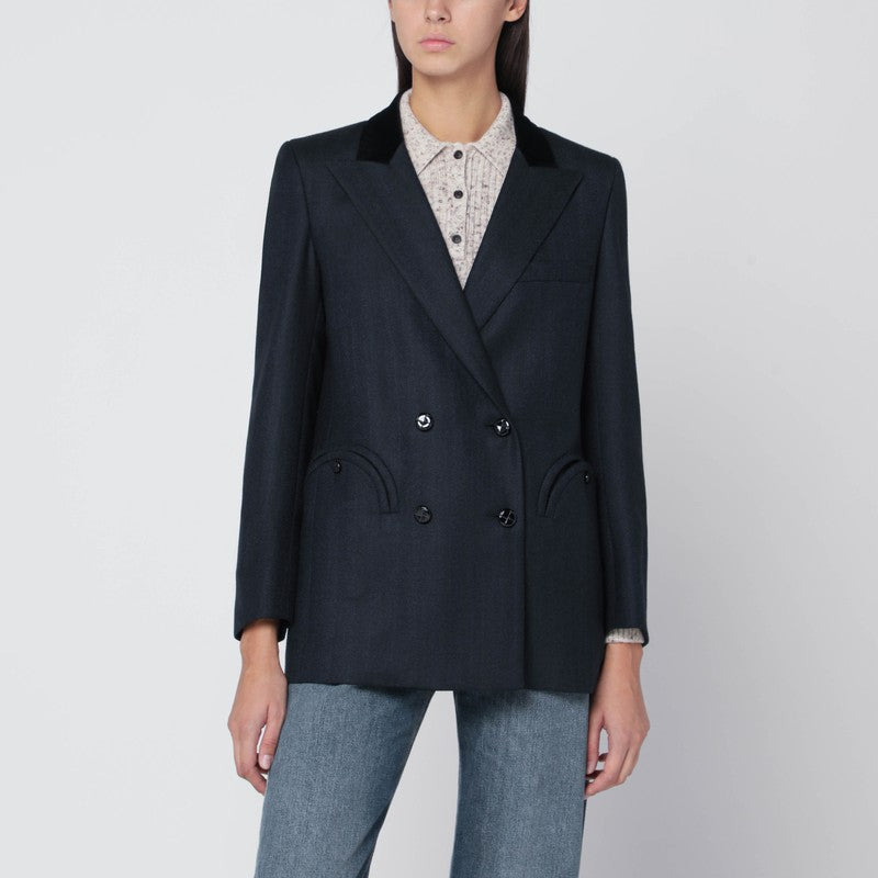Blazé Milano Dark blue wool and mohair blazer Maine