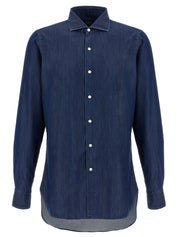 Finamore Napoli Shirt — Men's Blue Cotton Shirt